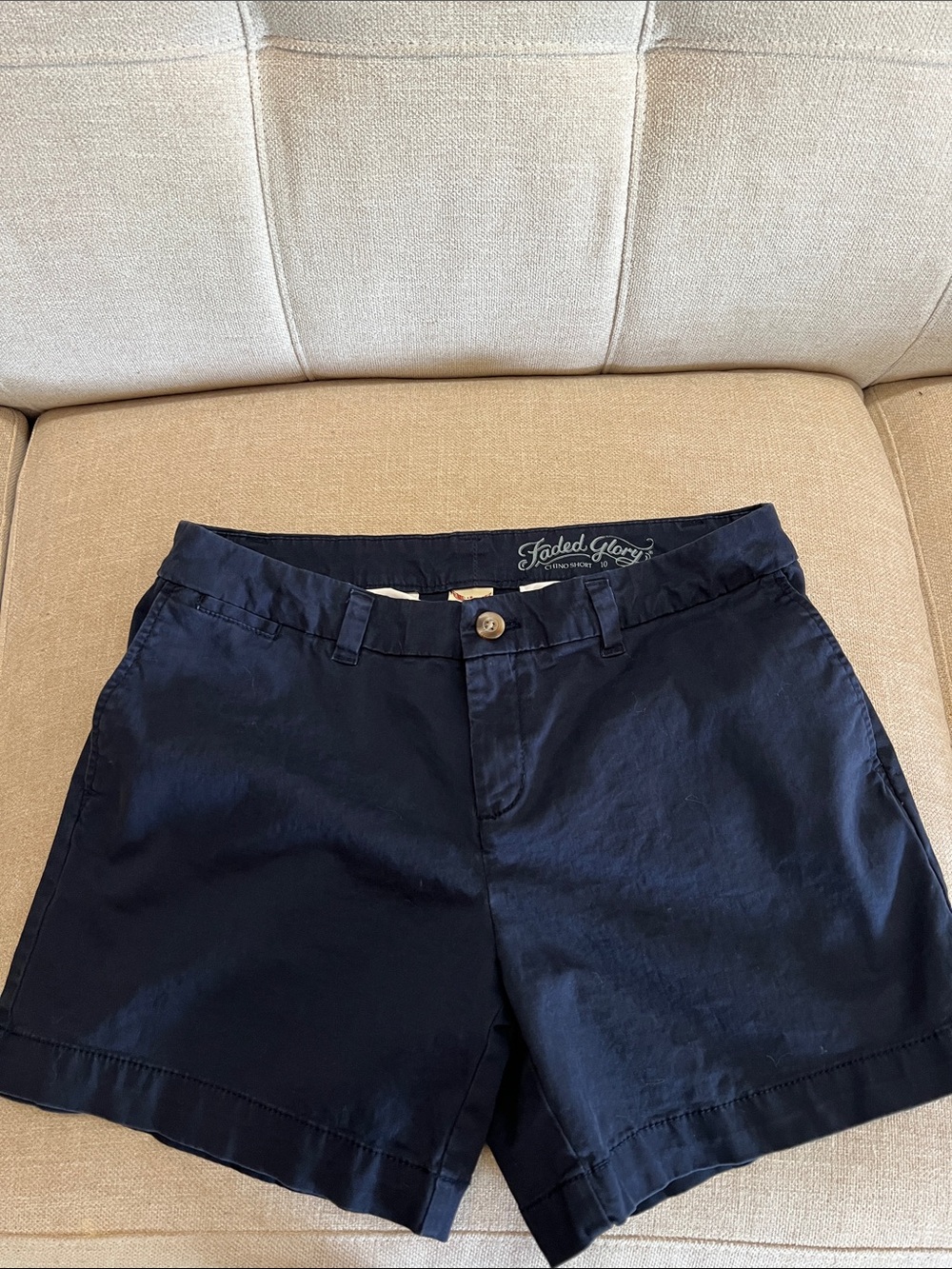 Women’s Faded Glory Navy Mid-Rise Women's Chino Shorts